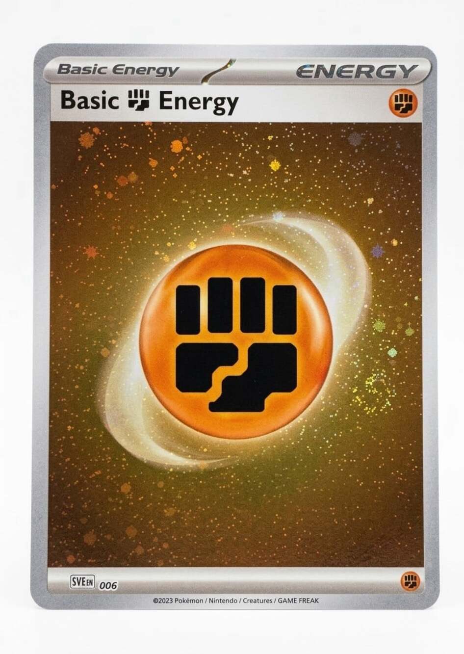 Pokemon 151 Basic Fighting Energy Holo SVE EN 006 Cosmos Holofoil SWIRL NM